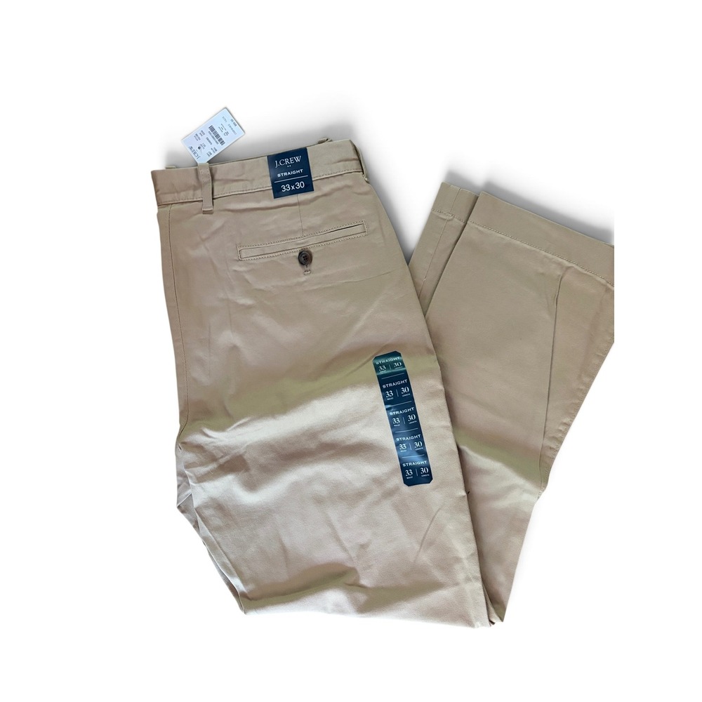 J.Crew Factory Mens Straight Flex Chino Pants 33x30 British Khaki Tan H3186 NWT